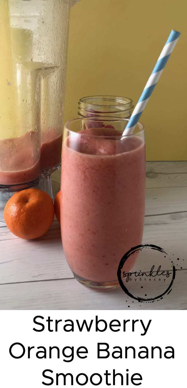 This strawberry orange banana smoothie uses fresh oranges and is balanced with sweetness from the strawberries and honey.
