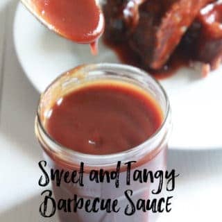 An easy Sweet and Tangy Barbecue Sauce recipe. This barbecue sauce is sweet from dark brown sugar and tangy with the blend of vinegars.