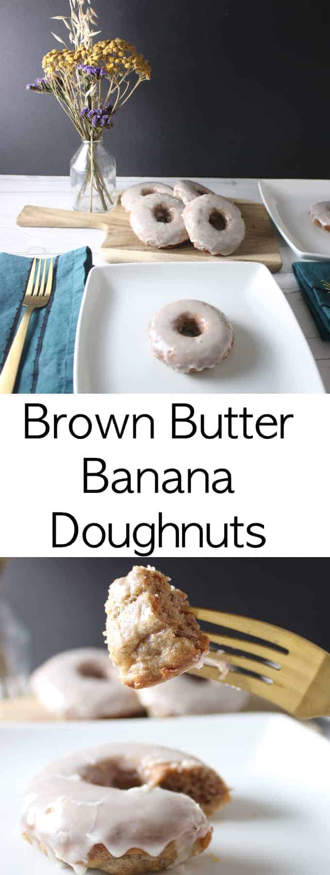 These Brown Butter Banana Doughnuts are so good filled with nutty brown butter, bananas, warm spices, and a sweet glaze!